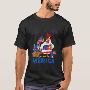 Chicken Merica 4:e juli Sommaramerikanska Flagga C T Shirt
