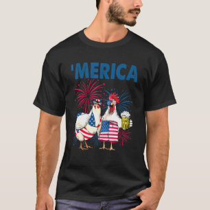 Chicken Merica American Flagga 4:e juli T Shirt