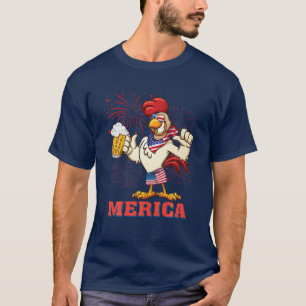 Chicken Merica Fireworks 4:e juli SommarAmerika T Shirt
