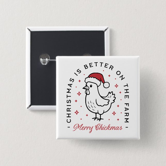 Chicken Merry Christmas country funny farm animal Knapp (Framsida & baksida)
