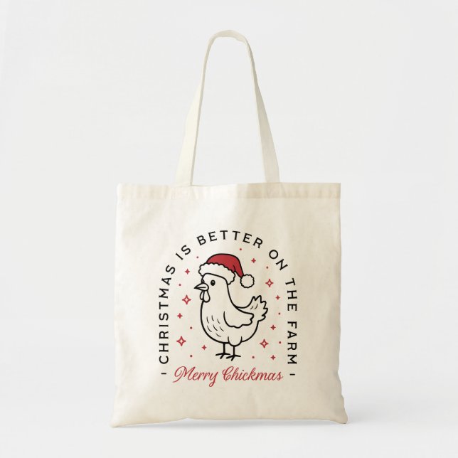 Chicken Merry Christmas country funny farm animal Tygkasse (Framsidan)