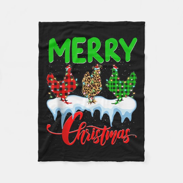 Chicken Merry Christmas Pajamas Leopard Buffalo Pl Fleecefilt (Framsidan)