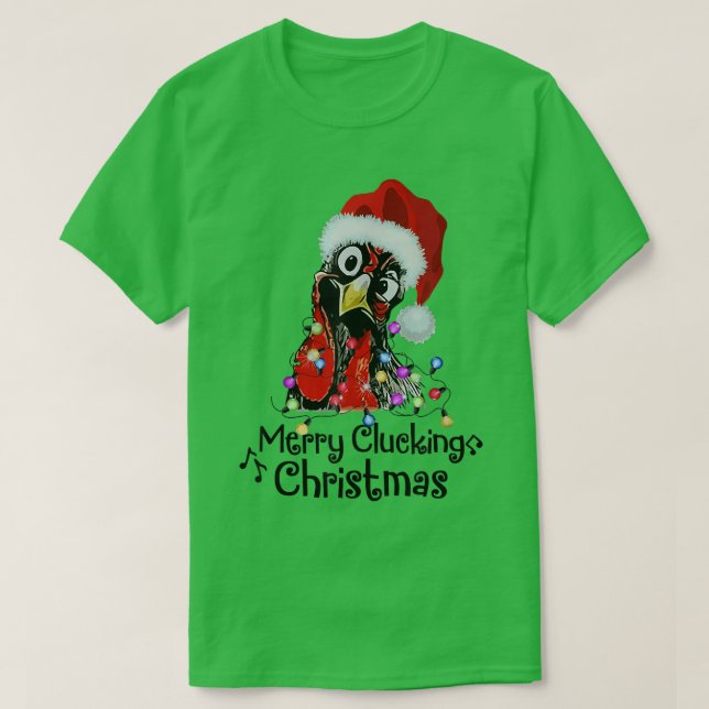 Chicken Merry Clucking Christmas Santa Funny Xmas  T Shirt (Design framsida)
