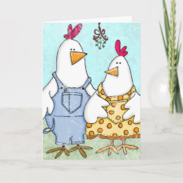 Chicken Mistletoe Helgkort