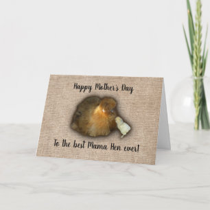 Chicken Mors dag Mamma Hen Chick Burlap Kort