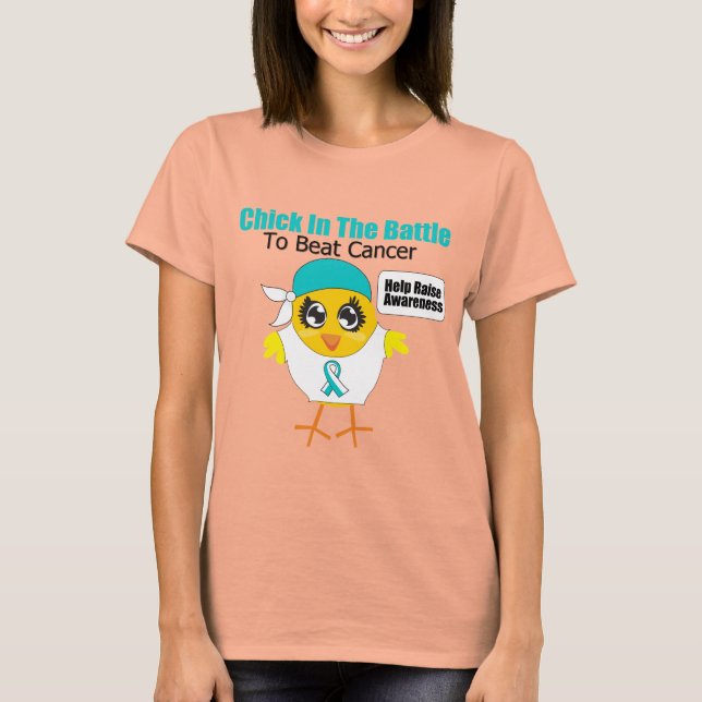 Chicken mot livmoderhalscancer i kampen mot cancer t-shirt (Framsida)