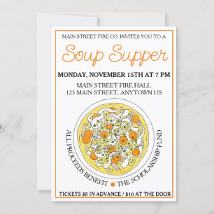 Chicken Noodle Soppa Bowl Supper Dinner Party Inbjudningar
