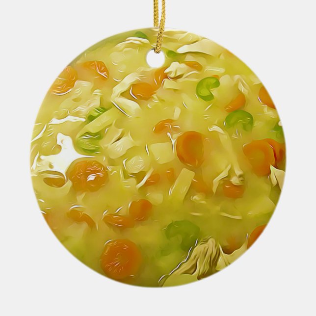 Chicken Noodle Soppa Gag Gift Food jul Julgransprydnad Keramik (Framsidan)