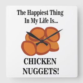 Chicken Nugget Fast Food Funny Chicken Nugget Fyrkantig Klocka