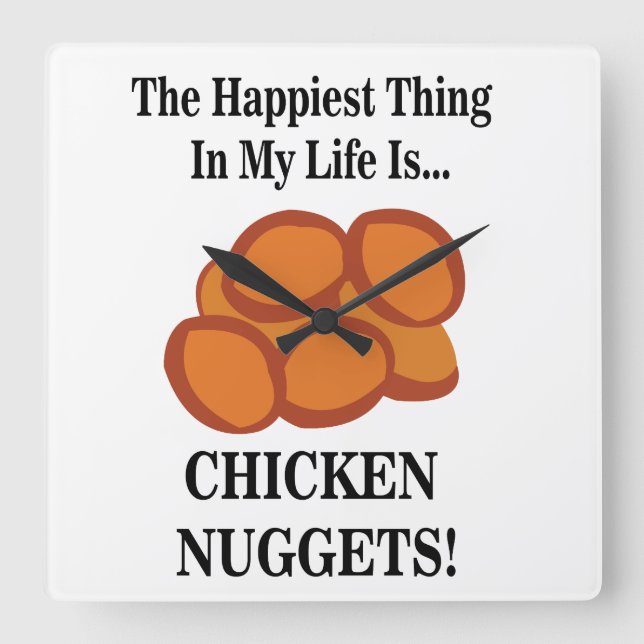 Chicken Nugget Fast Food Funny Chicken Nugget Fyrkantig Klocka (Framsida)