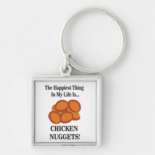 Chicken Nugget Fast Food Funny Chicken Nugget Fyrkantig Silverfärgad Nyckelring