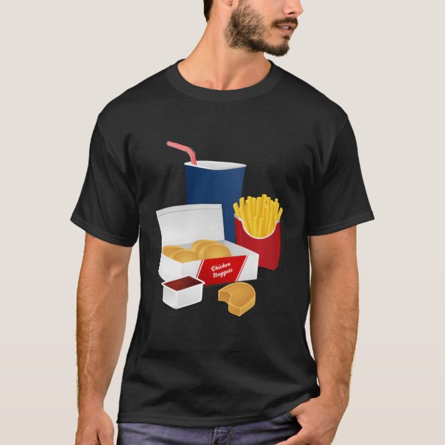 Chicken Nugget Fries Soda Meal Fast Food T Shirt (Framsida)