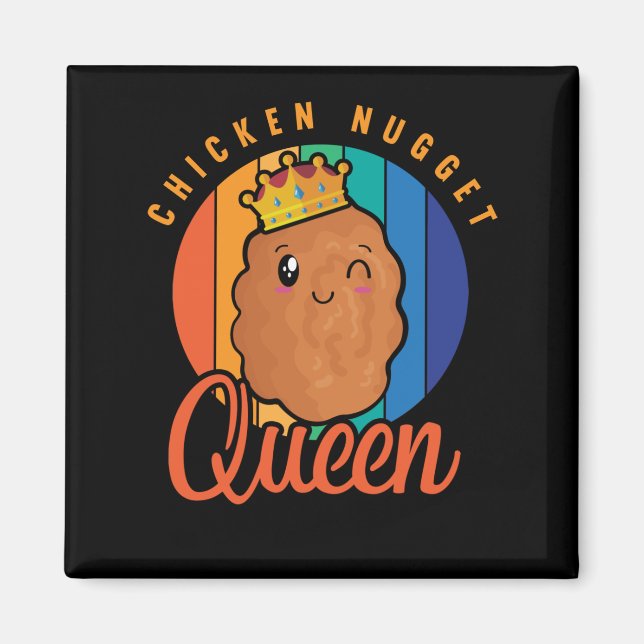 Chicken Nugget Girl Foodie Queen Magnet (Framsidan)