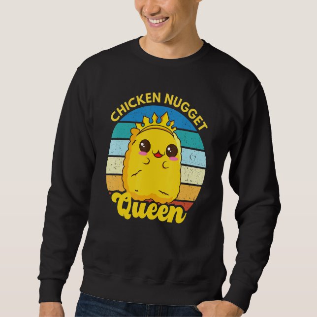 Chicken Nugget Queen Nug Life Funny Chicken Nugget Lång Ärmad Tröja (Framsida)