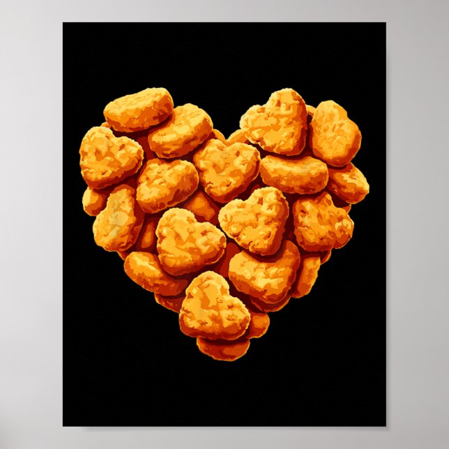 Chicken Nuggets Are My Valentine Heart Funny Valen Poster (Framsidan)