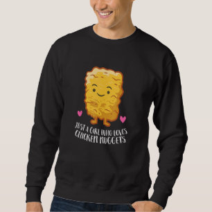 Chicken Nuggets Girl är bara en flicka som Kärlek Lång Ärmad Tröja