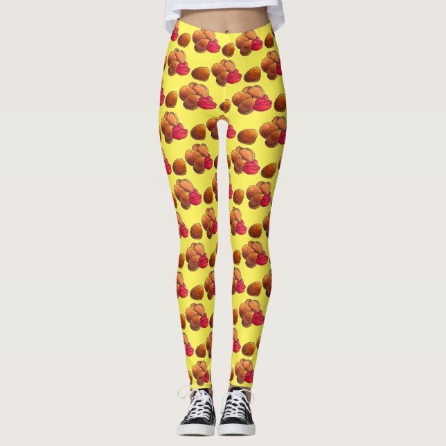 Chicken Nuggets med Ketchup Junk Food Foodie Leggings (Framsida)