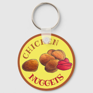 Chicken Nuggets med Ketchup Junk Food Foodie Nyckelring