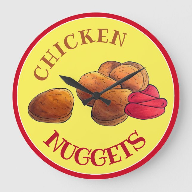 Chicken Nuggets med Ketchup Junk Food Foodie Stor Klocka (Framsida)