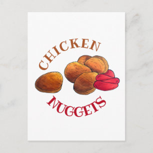 Chicken Nuggets med Ketchup Junk Food Foodie Vykort