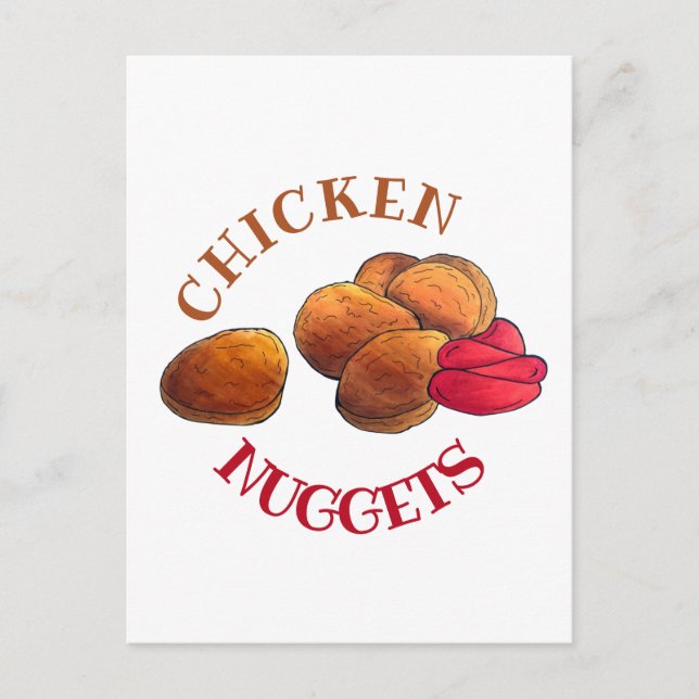 Chicken Nuggets med Ketchup Junk Food Foodie Vykort (Framsida)