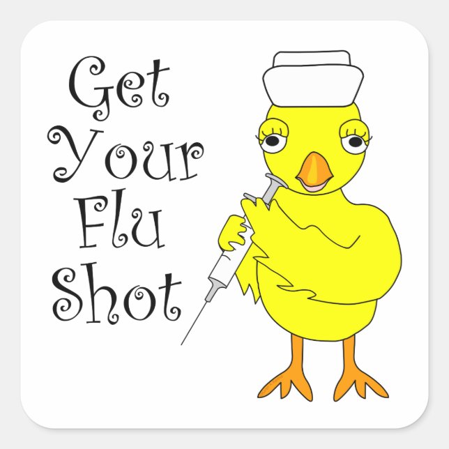 Chicken Nurse Flu Shot Fyrkantigt Klistermärke (Framsida)