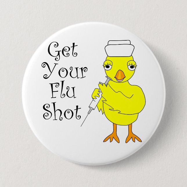 Chicken Nurse Flu Shot Knapp (Framsida)