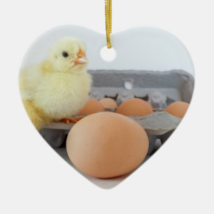 Chicken och ägget paketerar med det bruna ägget julgransprydnad keramik
