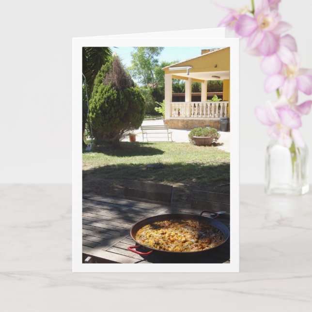Chicken och kanin Paella Porträtt Kort (Orkide)