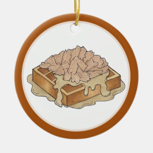 Chicken och Waffles Pennsylvania Dutch Amish Food Julgransprydnad Keramik