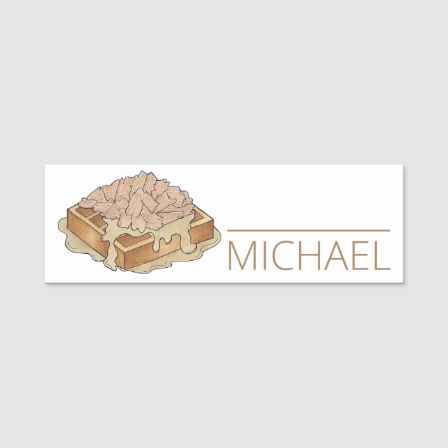 Chicken och Waffles Pennsylvania Dutch Amish Food Namnbricka (Framsida)