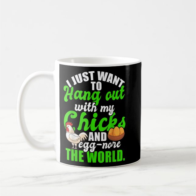 Chicken Owner Chicken Funny Quote Chicken Outfit f Kaffemugg (Vänster)