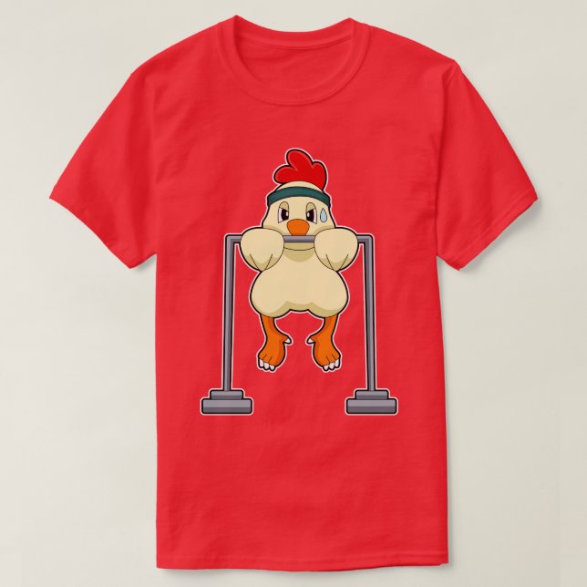 Chicken på Fitness Pullups T Shirt (Design framsida)
