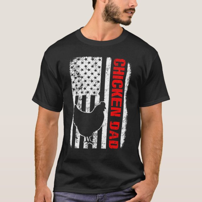 Chicken Pappa American Flagga T Shirt (Framsida)