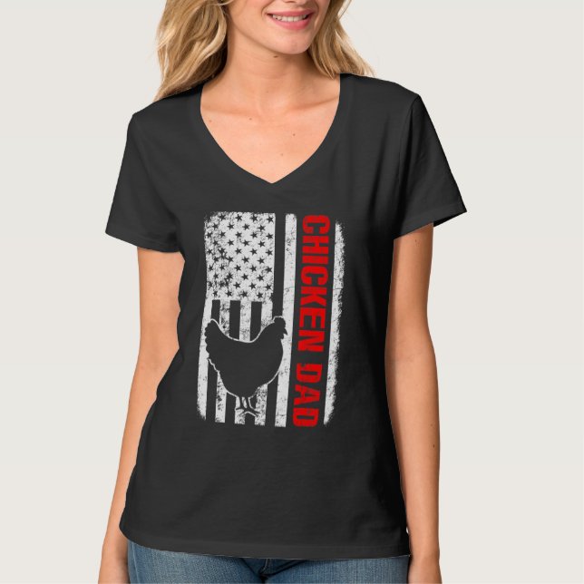 Chicken Pappa American Flagga T Shirt (Framsida)