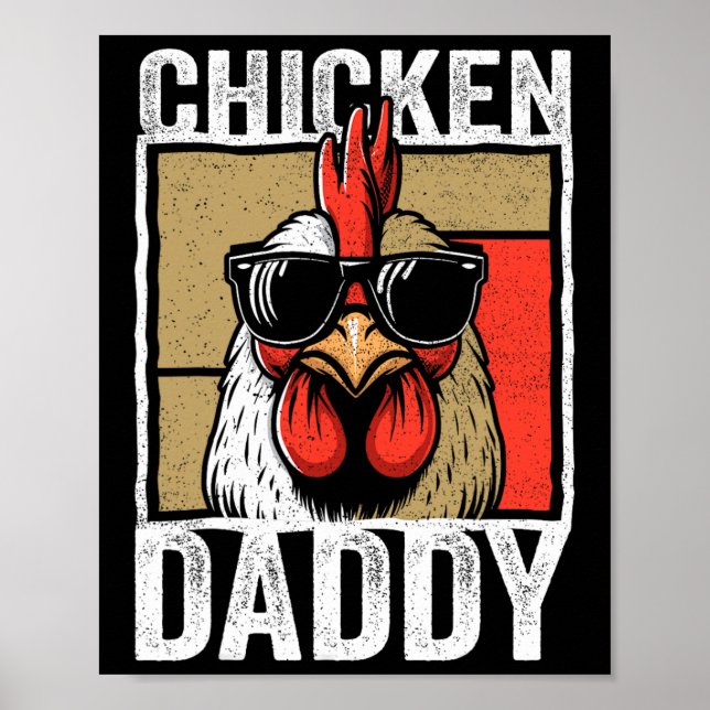 Chicken pappa Tupp Farmer Funny Fars dag for Poster (Framsidan)