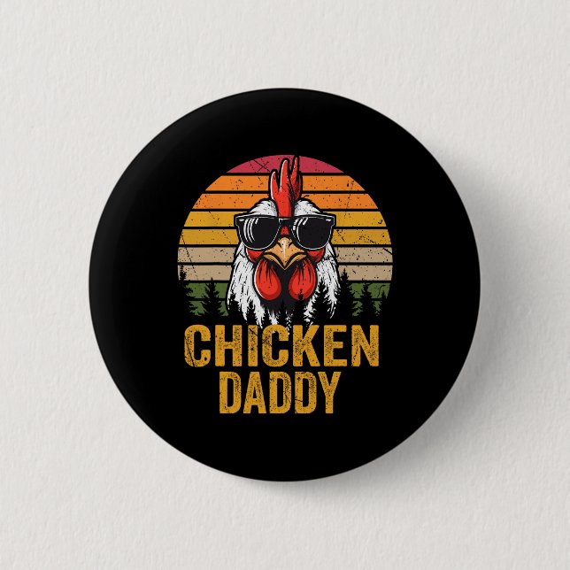Chicken pappa Vintage Funny Farmer Chickens Far Knapp (Framsida)
