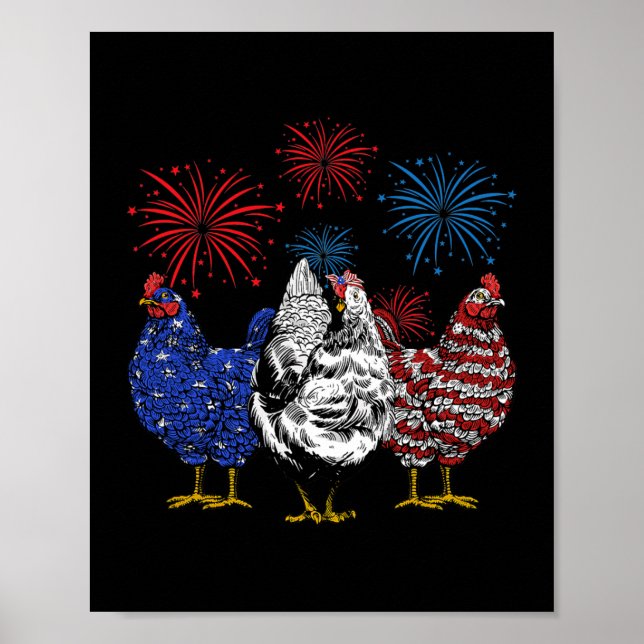 Chicken Patriotic America Flagga of June Chicken Poster (Framsidan)