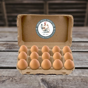 Chicken Paultry Farm Round Sticker Runt Klistermärke