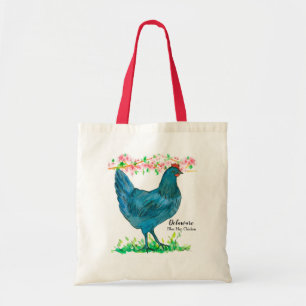 Chicken Peach Blommars Blue Hen Bird Tygkasse