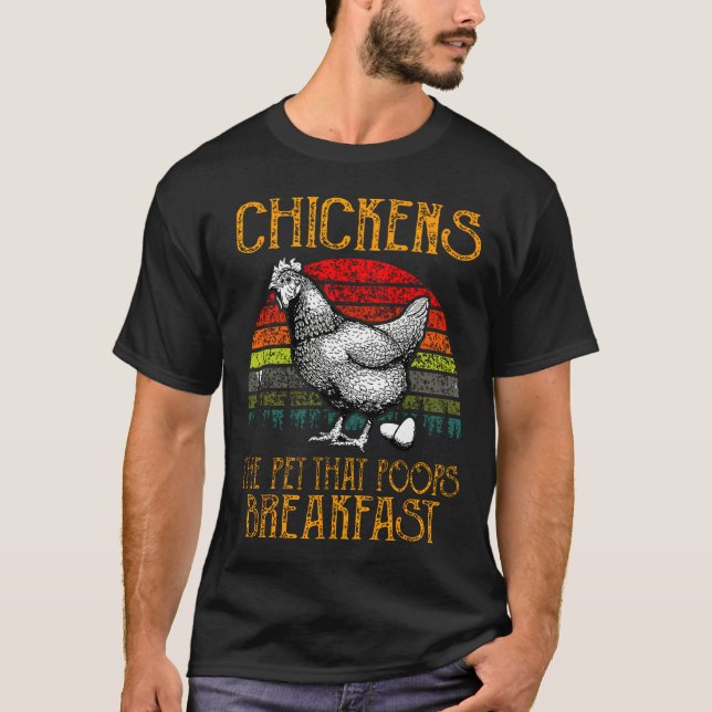Chicken Pet som Poops Bre T Shirt (Framsida)