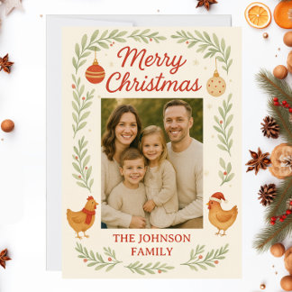 Chicken Photo Customizable Christmas Card Julkort