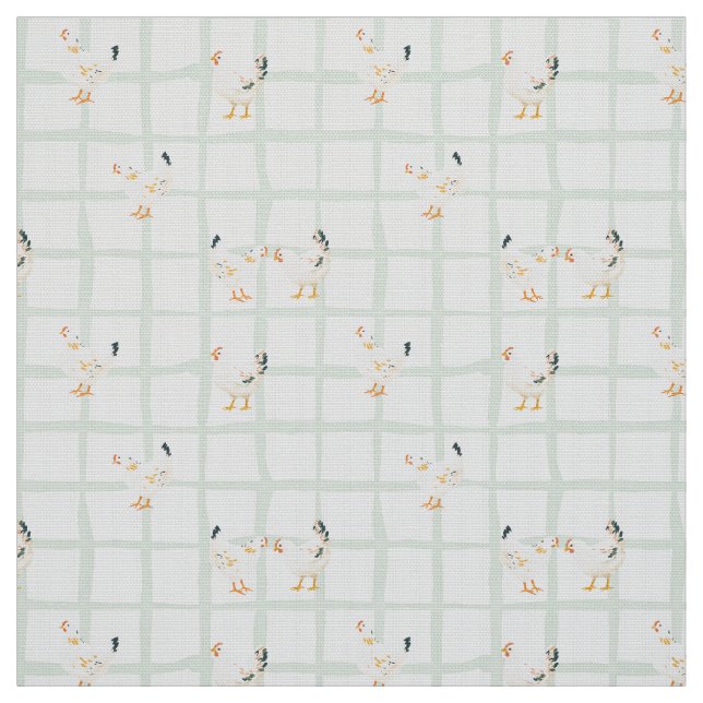 Chicken picnic checkered pattern  tyg (Provkarta)