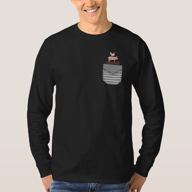 Chicken Pig Cow Farm Animal In Pocket T Shirt (Framsida)