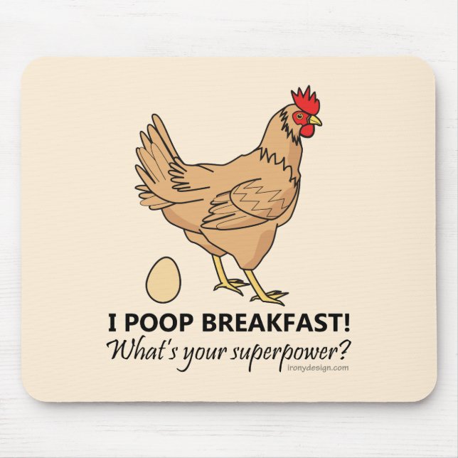 Chicken Poops Breakfast Funny Design Musmatta (Framsidan)
