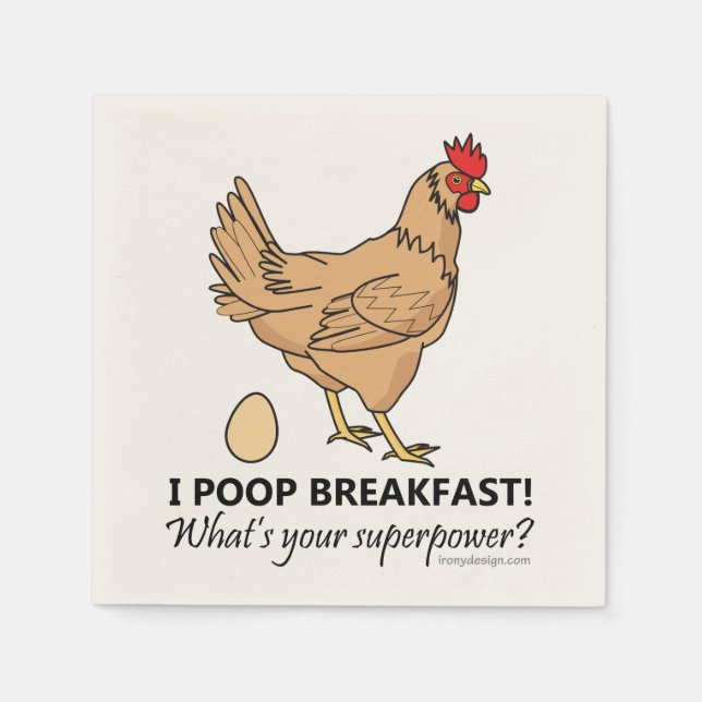 Chicken Poops Breakfast Funny Design Pappersservett (Framsidan)