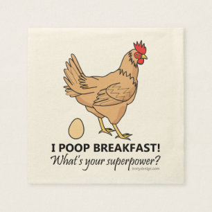 Chicken Poops Breakfast Funny design Pappersservett