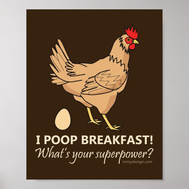 Chicken Poops Breakfast Funny Design Poster (Framsidan)