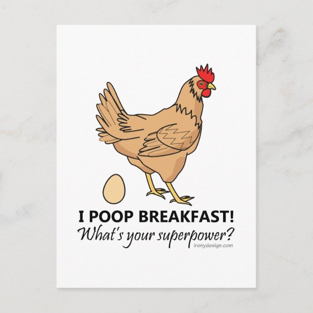 Chicken Poops Breakfast Funny Design Vykort (Framsida)