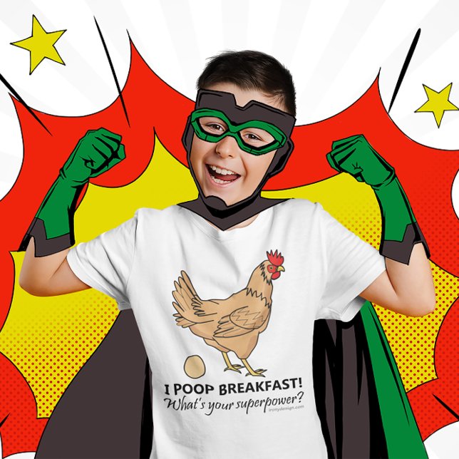Chicken Poops Breakfast Funny Illustration T Shirt (Skapare uppladdad)